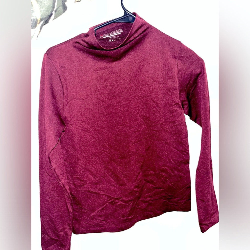#5 Women’s/Junior’s BellaSeamless Maroon Fleece Lined Longsleeve Faux Turtleneck